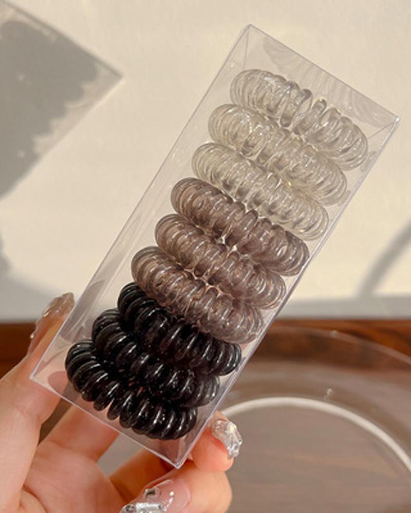 

9PCS Elastic Spiral Phone Cord Hair Tie, Style1