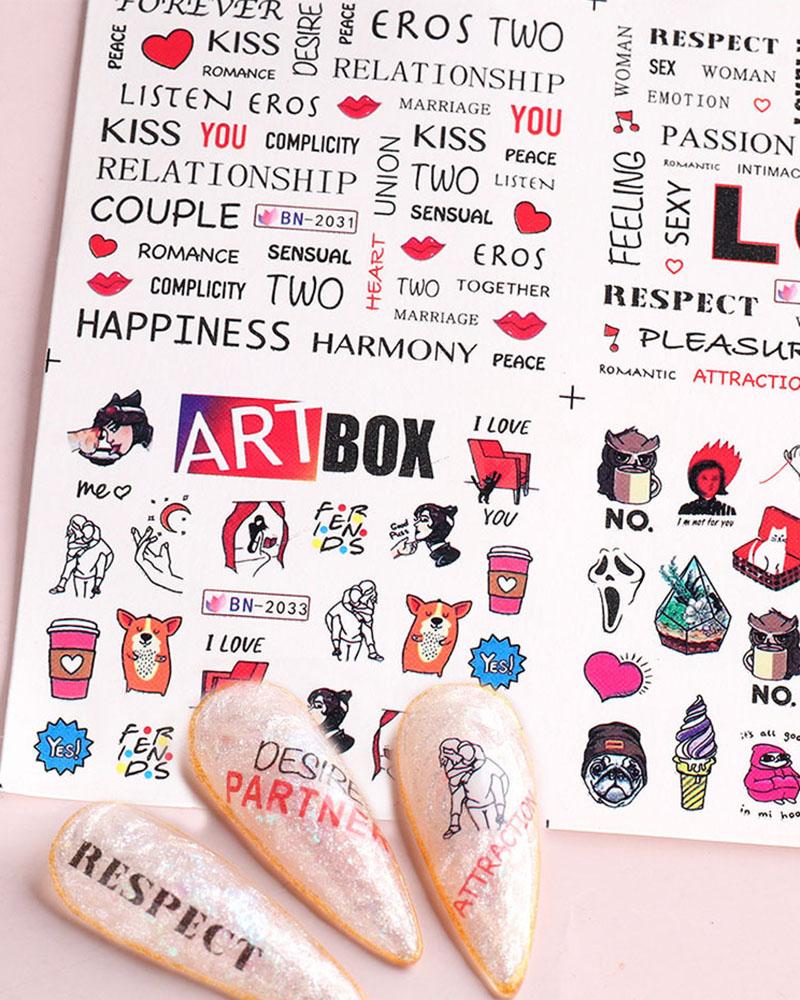 

1 Sheet Valentine's Day Mixed Pattern Nail Art Sticker, Style2