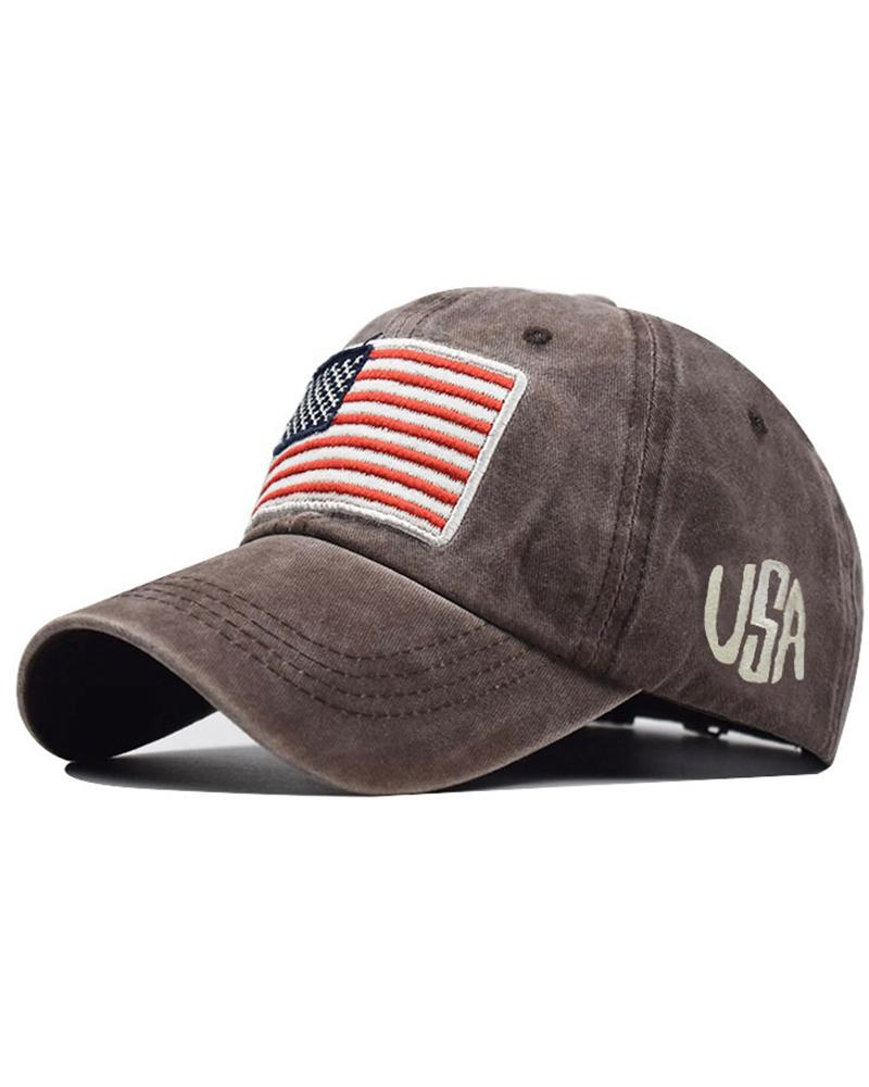

Independence Day USA Flag Embroidery Baseball Cap, Coffee