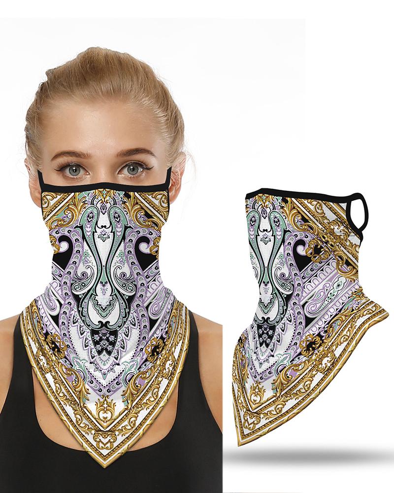 

Print Breathable Ear Loop Face Cover Windproof Motorcycling Dust Outdoors, Gold
