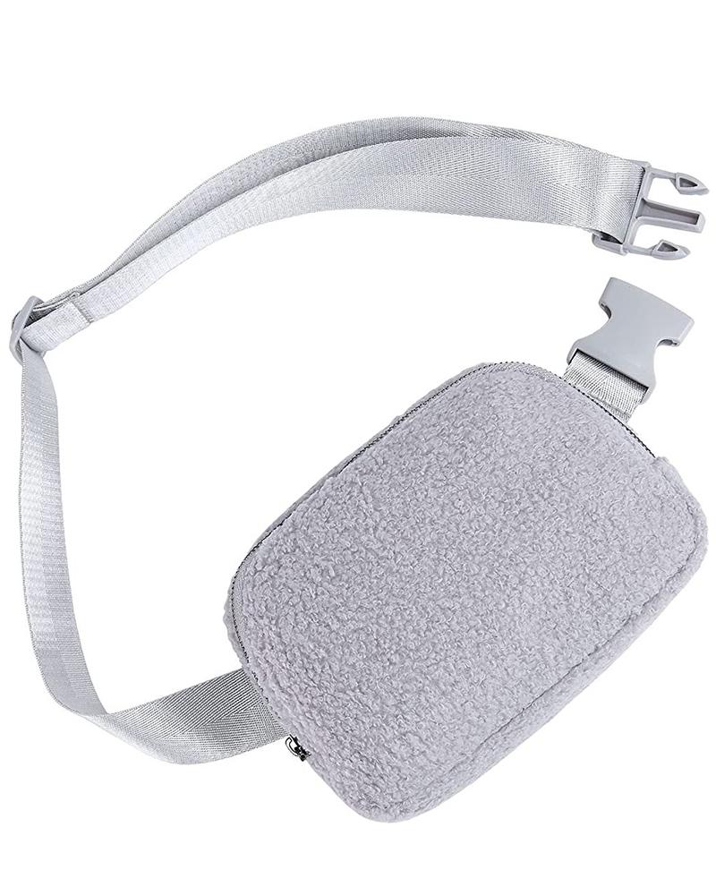 

Women's Sherpa Fanny Pack Personalized Monogram Crossbody Belt Bag, Gray