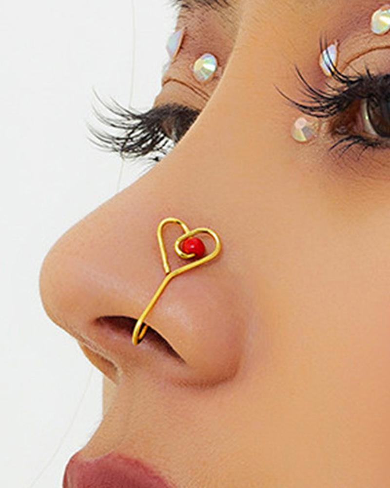 

8pcs Star Geometric Heart Shaped Hoop Nose Rings Set, Style8