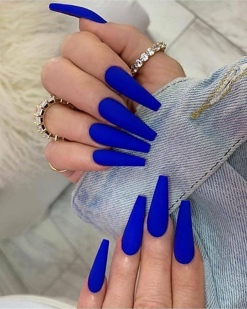 

Plain False Nail & 1PCS Nail Glue, Dark blue