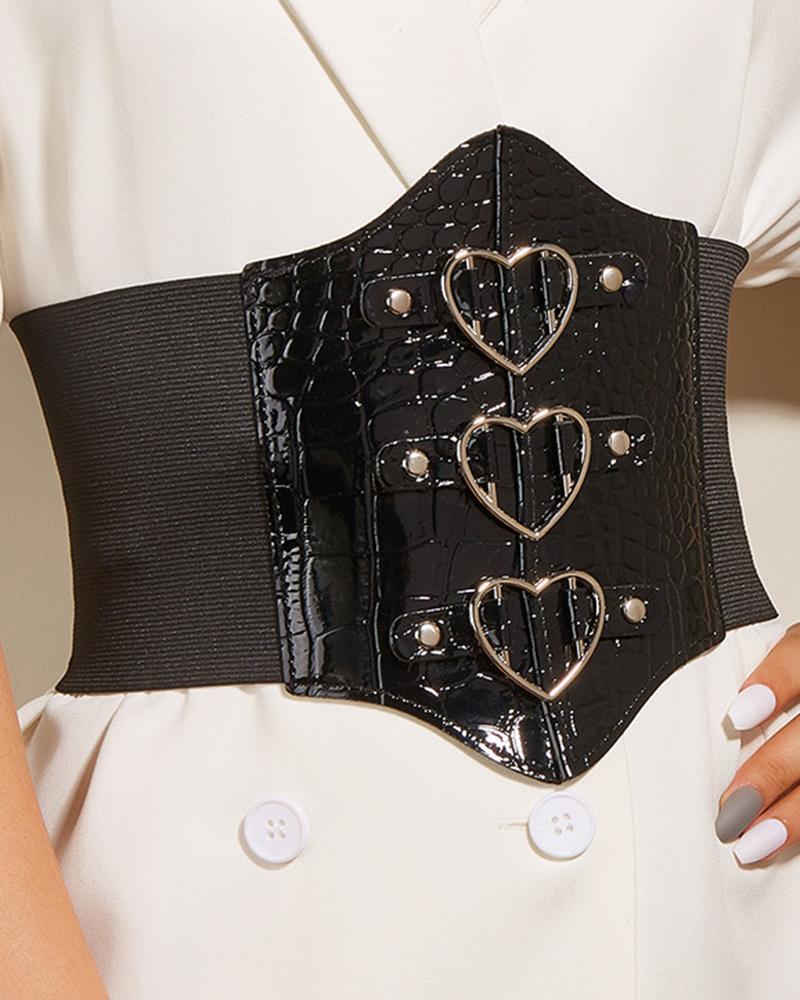 

Crocodile Heart Pattern Corset Belt, Silver