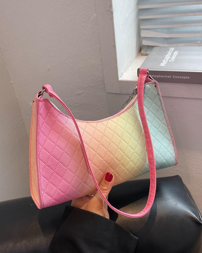 

Ombre Quilted Baguette Bag, Pink