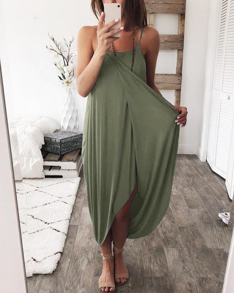 

Solid Cami Maxi Dress, Green