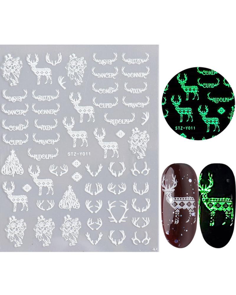 

1 Sheet Night Glow Luminous Christmas Pattern Nail Sticker, Style5