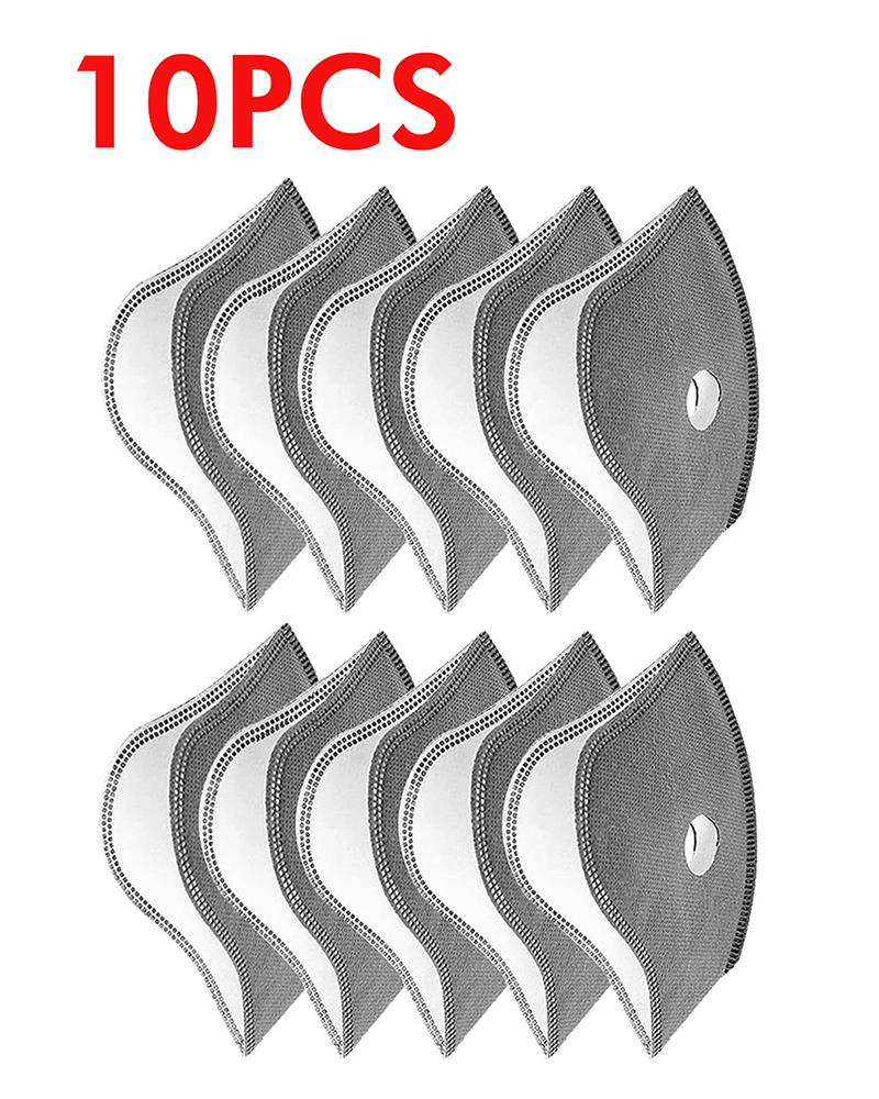 

Solid 10PCS Breathing Washable Mouth Mask Filters, Gray