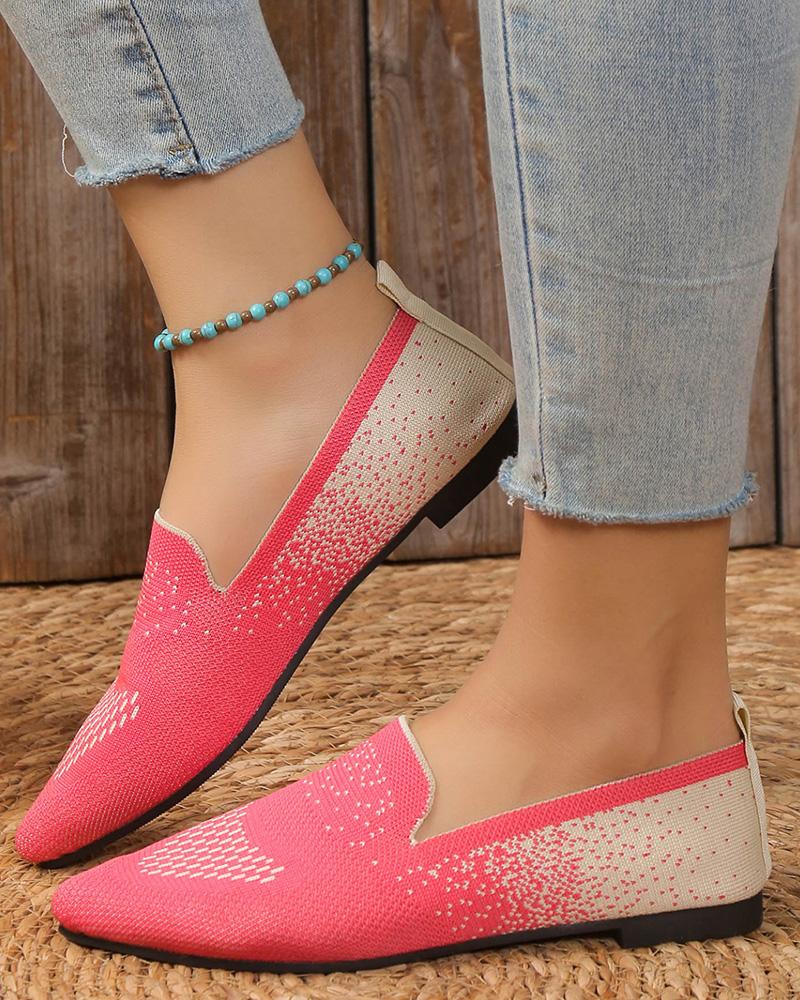

Ombre Knit Breathable Slip On Loafers, Hot pink