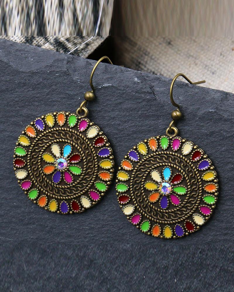 

1Pair Rhinestone Decor Vintage Drop Earrings, Multicolor