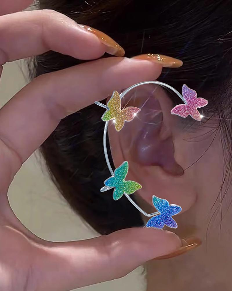 

1pcs Ombre Butterfly Pattern Glitter Ear Climber, Style2