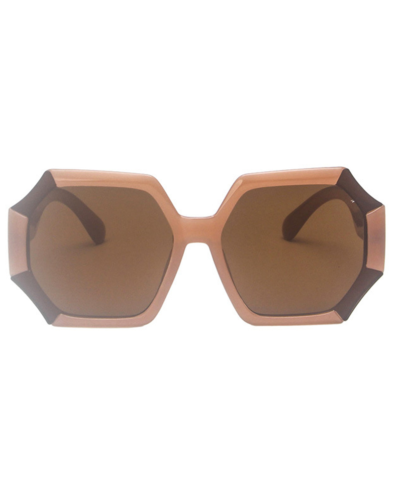 

1Pair Geometric Asymmetrical Trendy Street Sunglasses, Coffee