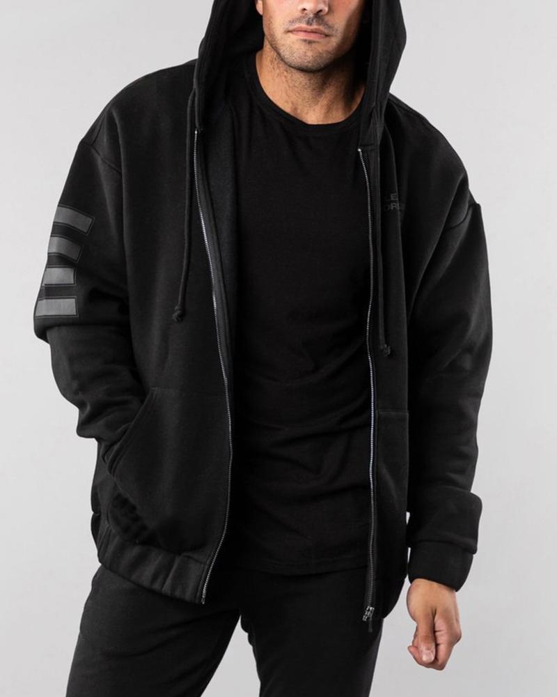

Letter Printing Long Sleeve Hoodies Coats, Black