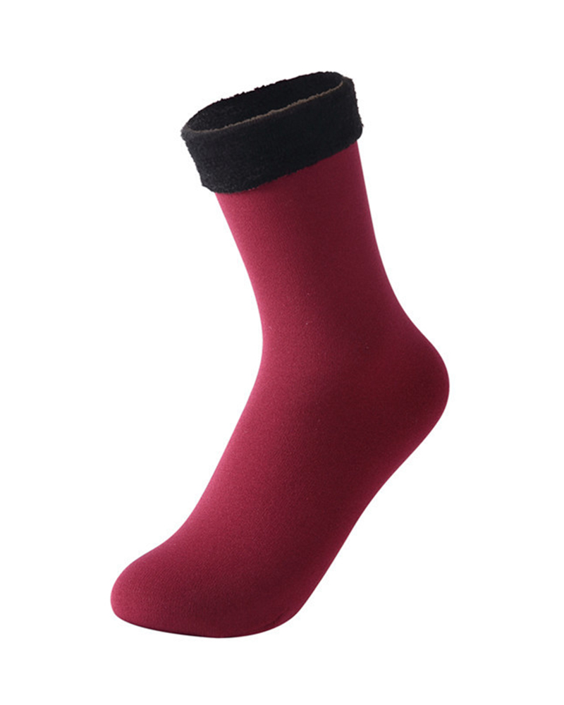 

1Pair Warm Thermal Lined Socks, Wine red