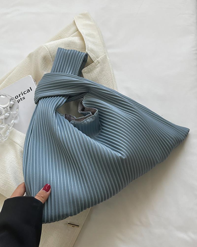 

Vintage Ruched Sqaure Plain Handbag, Blue