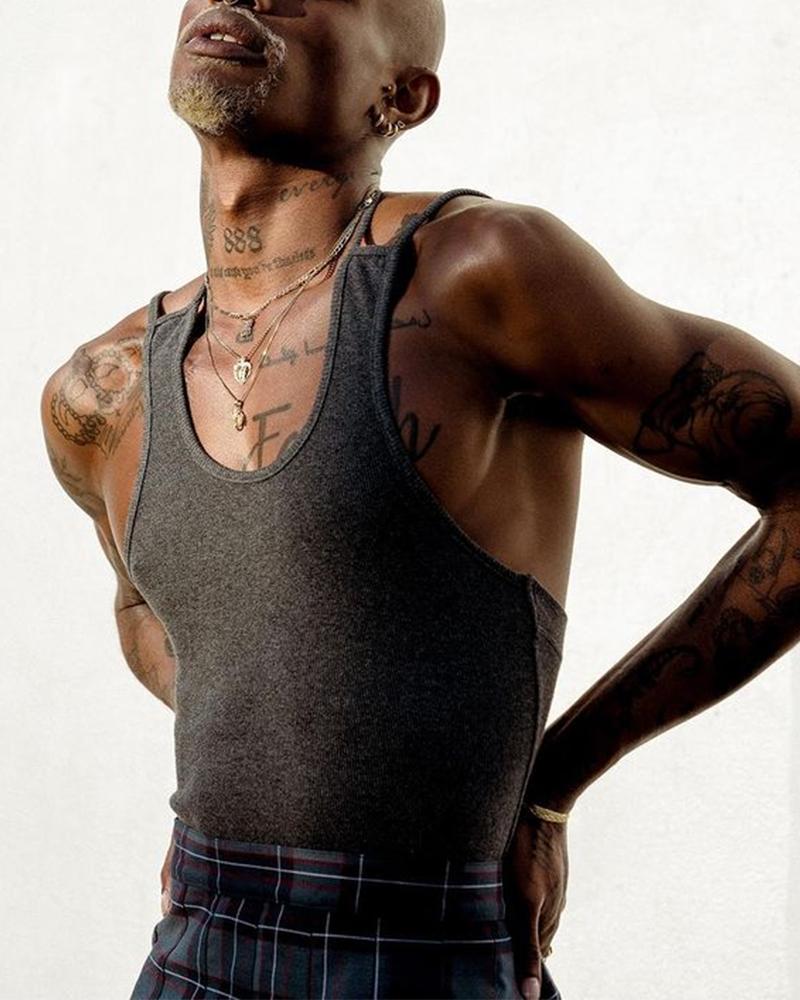 

Solid Color Sleeveless Tank Top, Gray