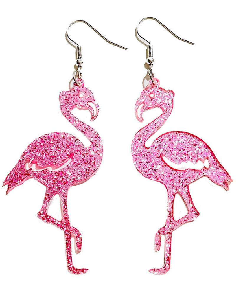 

1Pair Flamingo Shaped Drop Earrings, Pink