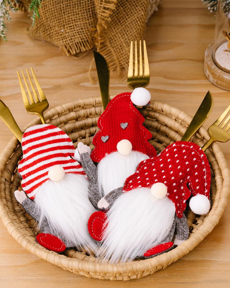 

3PCS/Set Christmas Gnome Silverware Holders Tableware Cutlery Fork Spoon Knives Storage Bags Dinner Table Decoration Party Supplies, Style1