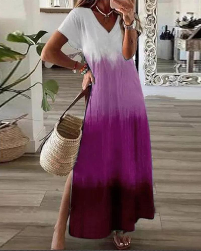 

Ombre Split Hem Maxi Dress, Purple