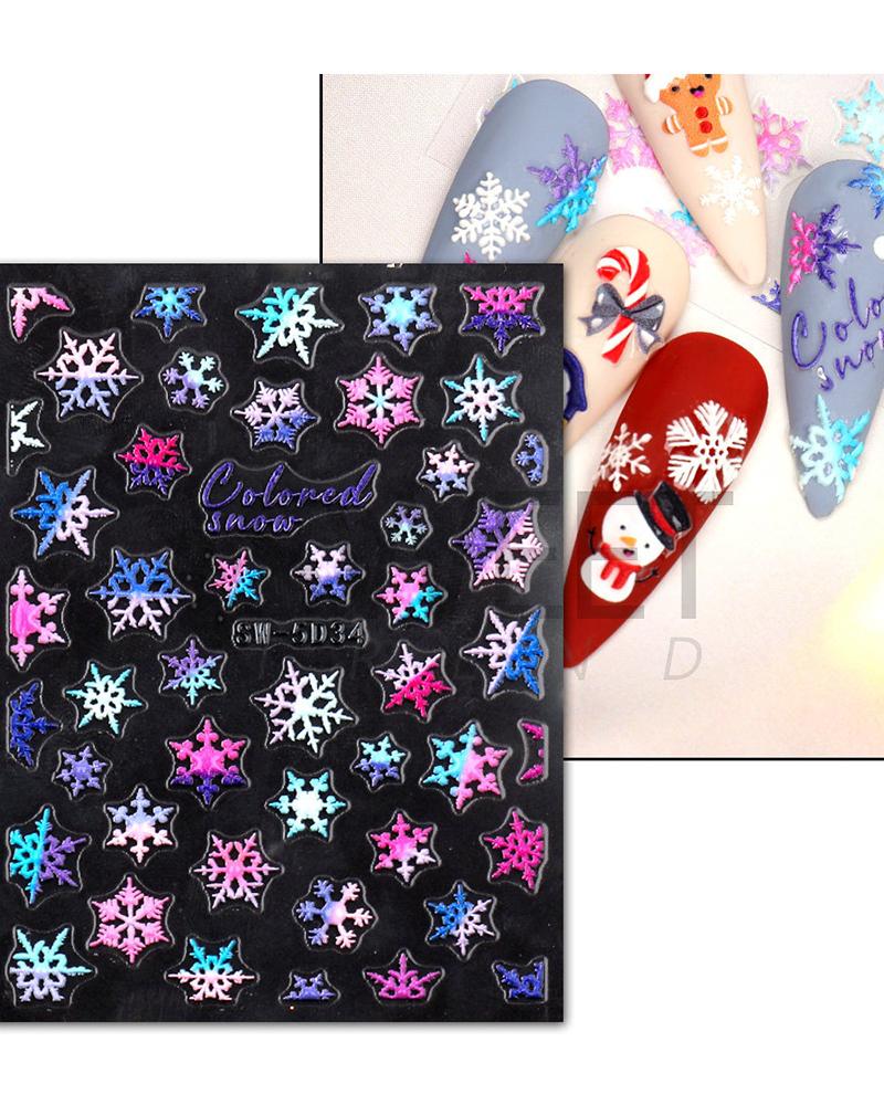 

1 Sheet 5D Christmas Santa Snowflake Snowman Reindeer Decals Nail Art Stickers, Style5