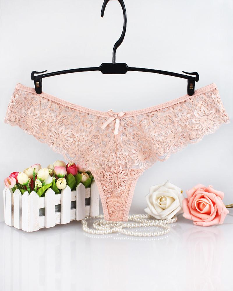 

See Through Floral Lace Panty, Pink