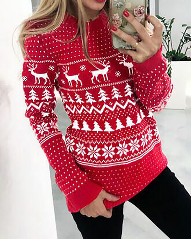 

Christmas Fair Isle Pattern Knitted Sweater, Red