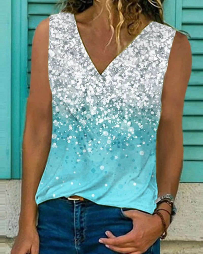 

Floral Print Sleeveless Loose Tanks, Style1