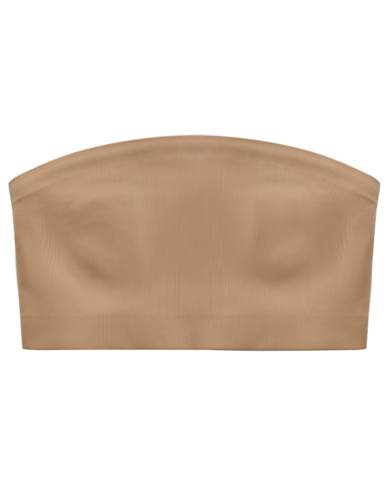 

Bandeau Padded Seamless Crop Top, Khaki