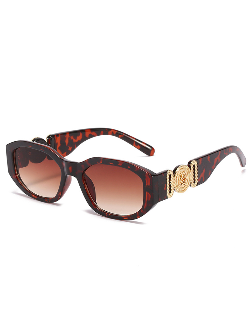 

1Pair Retro Wide Frame Square Rectangle Sunglasses, Brown