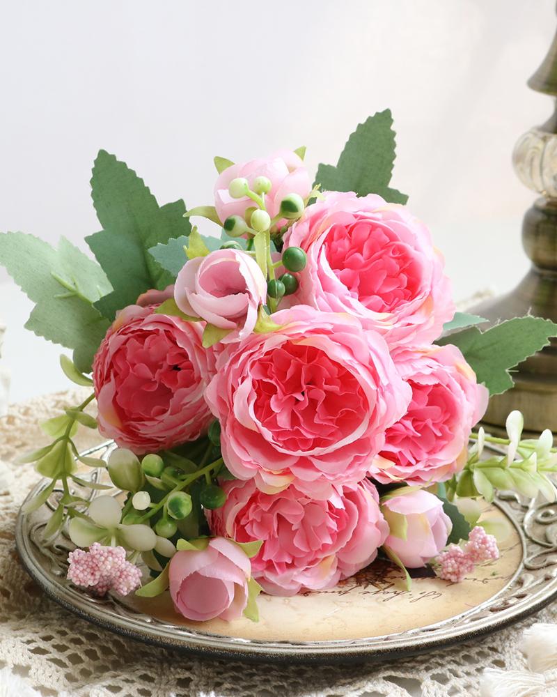 

Artificial Peonies Flowers Faux Peony Bouquet Outdoor Flower Arrangement Wedding Table Centerpiece Decorations, Pink