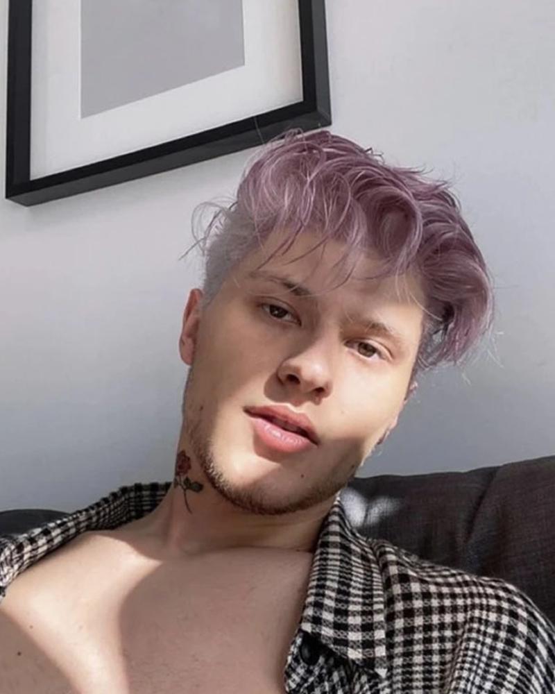 

Light Purple Short Hair Wig For Men