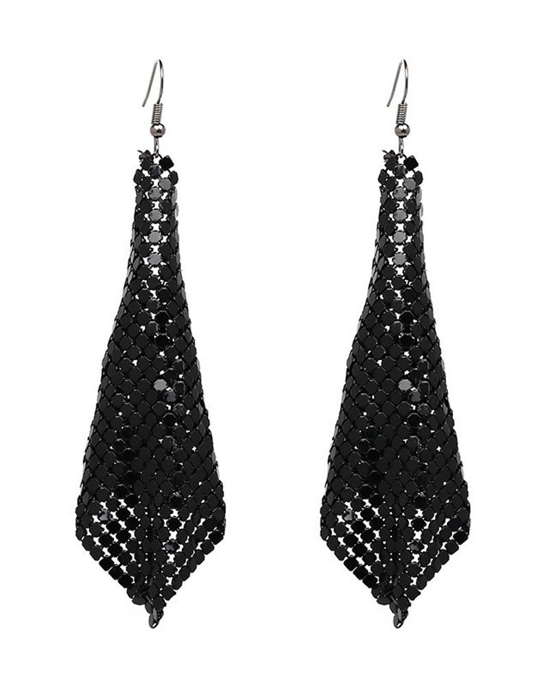 

1Pair Geo Shaped Drop Earrings, Black