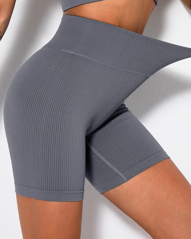 

High Waist Tummy Control Butt Lift Active Shorts, Gray