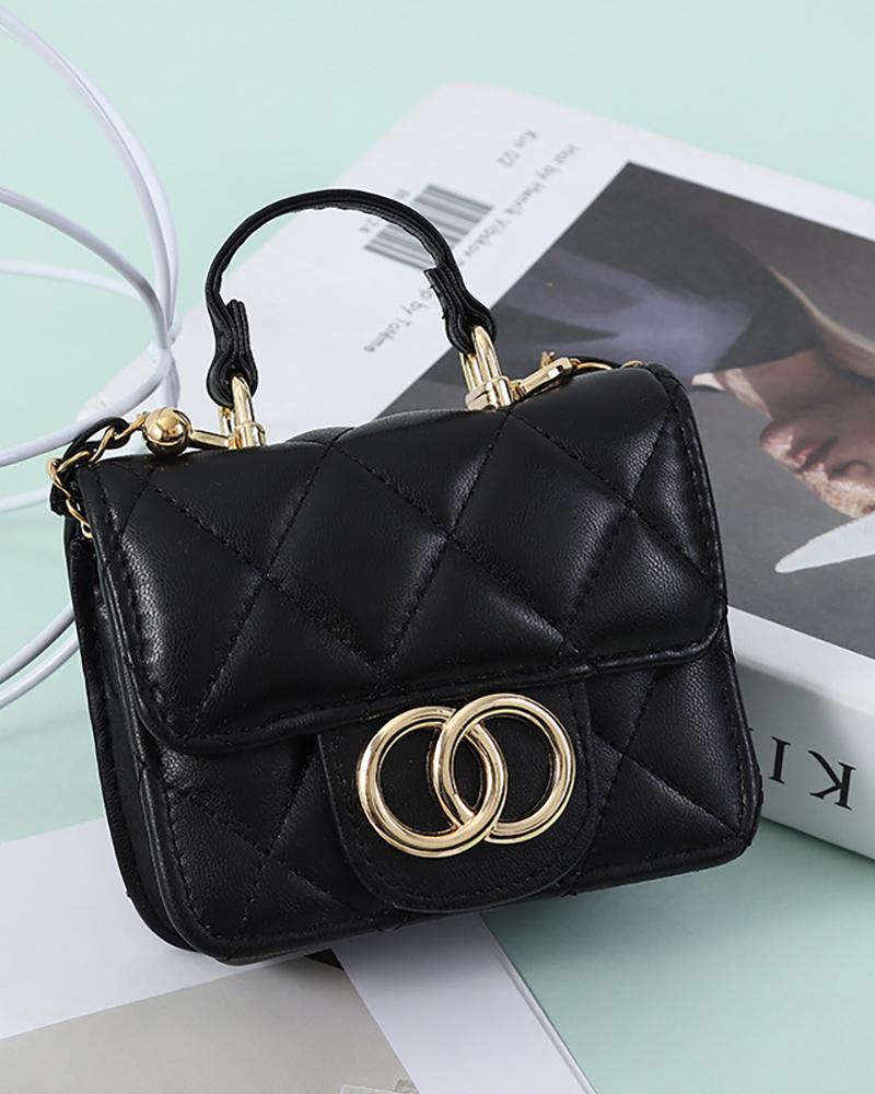 

Quilted Flap Satchel Handbag, Black