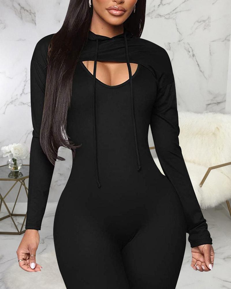 

Leopard Print Skinny Jumpsuit With Super Crop Top, Black