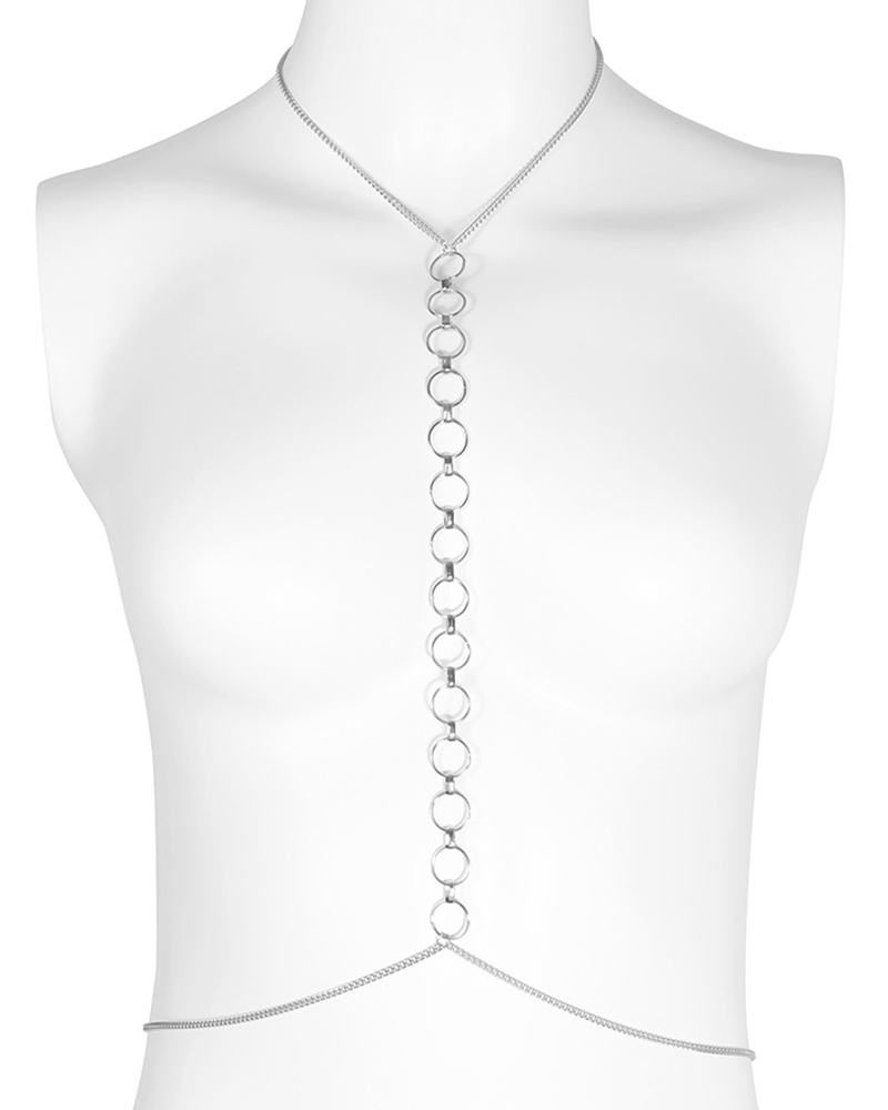 

1pc O-Ring Halter Fashion Body Chain, Silver