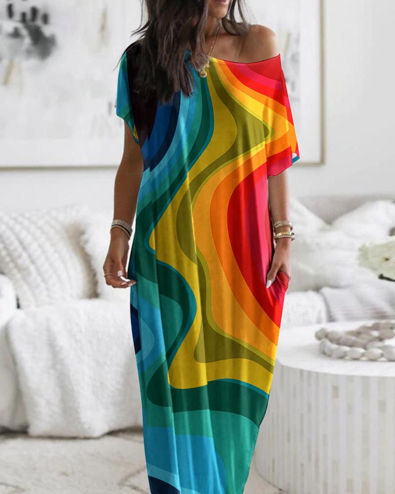 

Abstract Print Pocket Detail Maxi Dress, Multicolor
