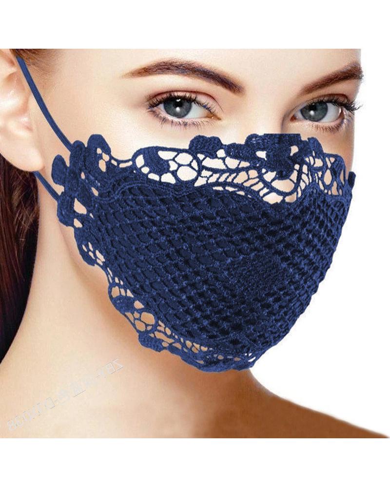 

Lace Hem Outdoors Breathable Face Mask, Blue