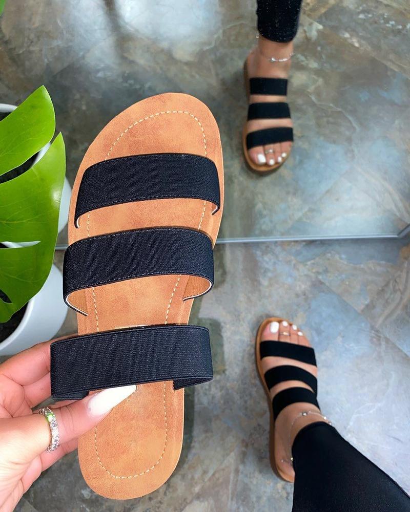 

Open Toe Hollow Beach Sandals, Black