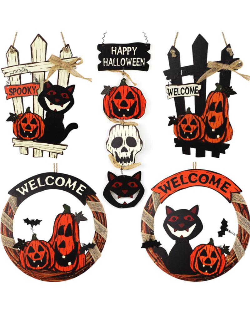 

Halloween Door Hanging Welcome Sign & Wall Signs Happy Halloween Wooden Plaque Board Sign Decor For Home Outdoor Haunted House Halloween Decorations Trick Or Treat, Style1