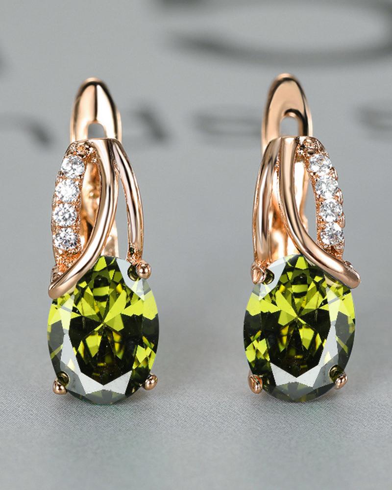 

1Pair Fashion Oval Cut Zircon Earrings Wedding Bridal Jewelry, Light green