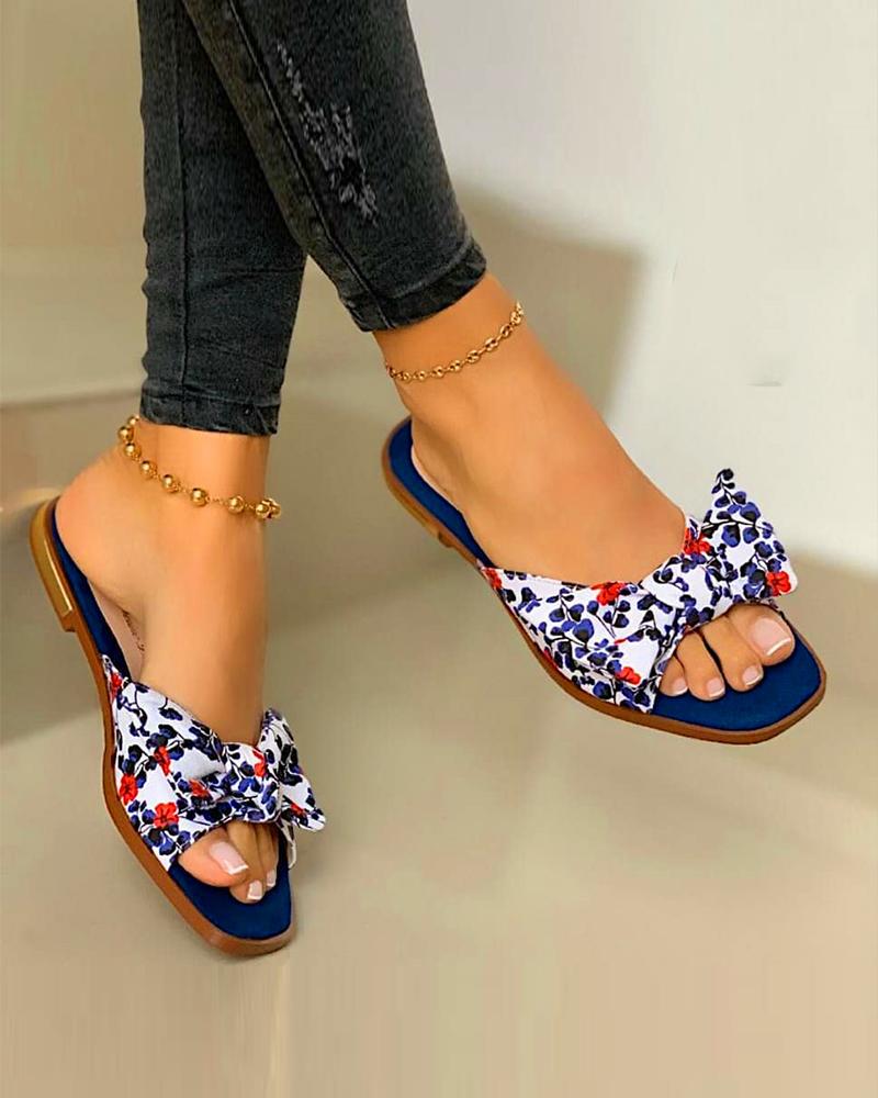 

Bow Tie Slide Sandals, Blue