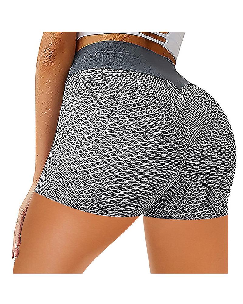 

Fishnet High Waist Skinny Sport Short Pants, Gray