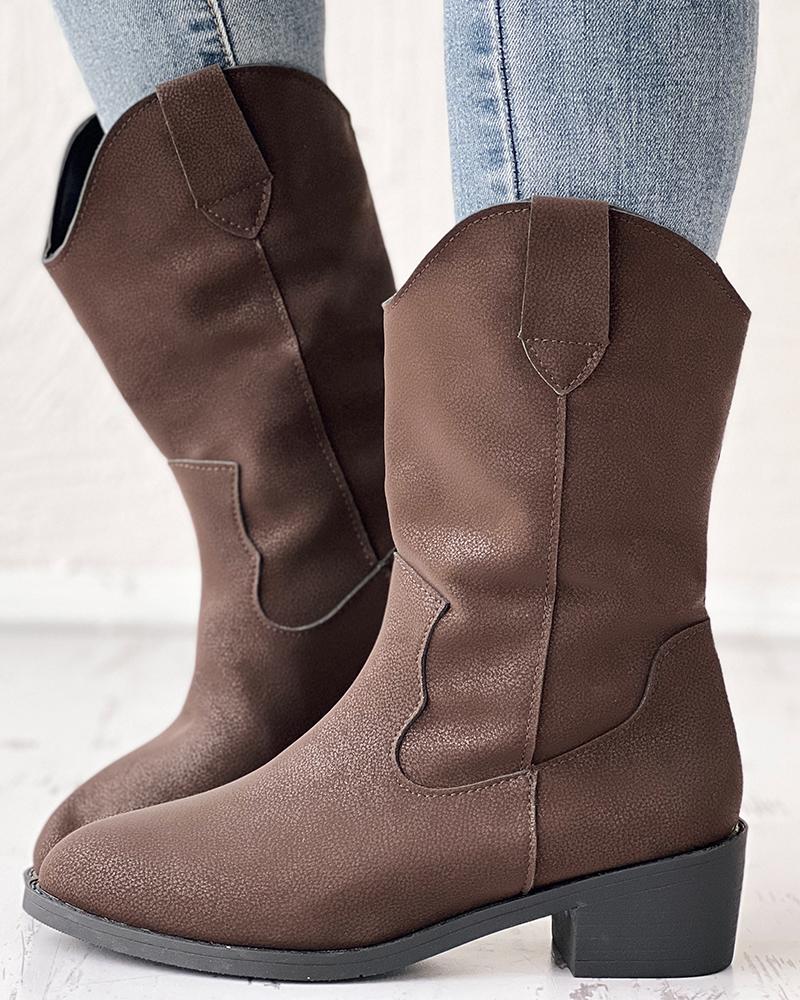 

Chunky Heel Ankle Martin Boots, Coffee