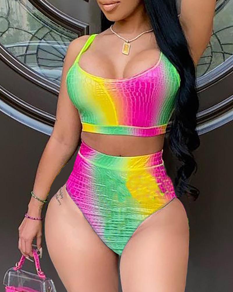 

Spaghetti Strap Ombre Bikini Set, Multicolor
