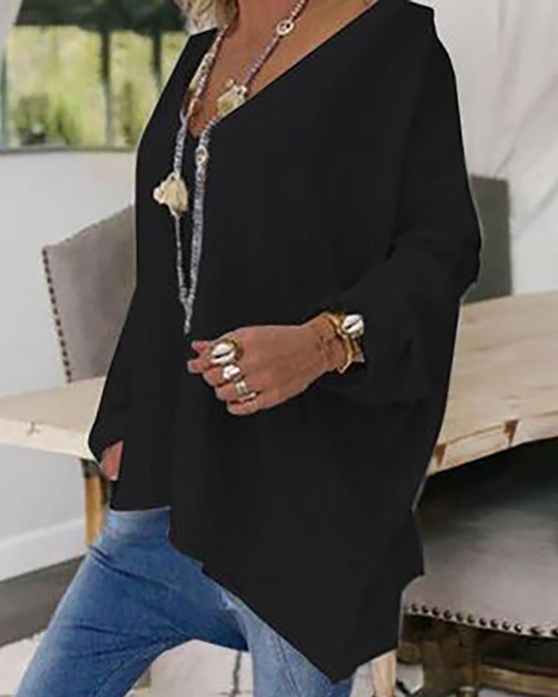 

Studded Skull Pattern Long Sleeve Top, Black