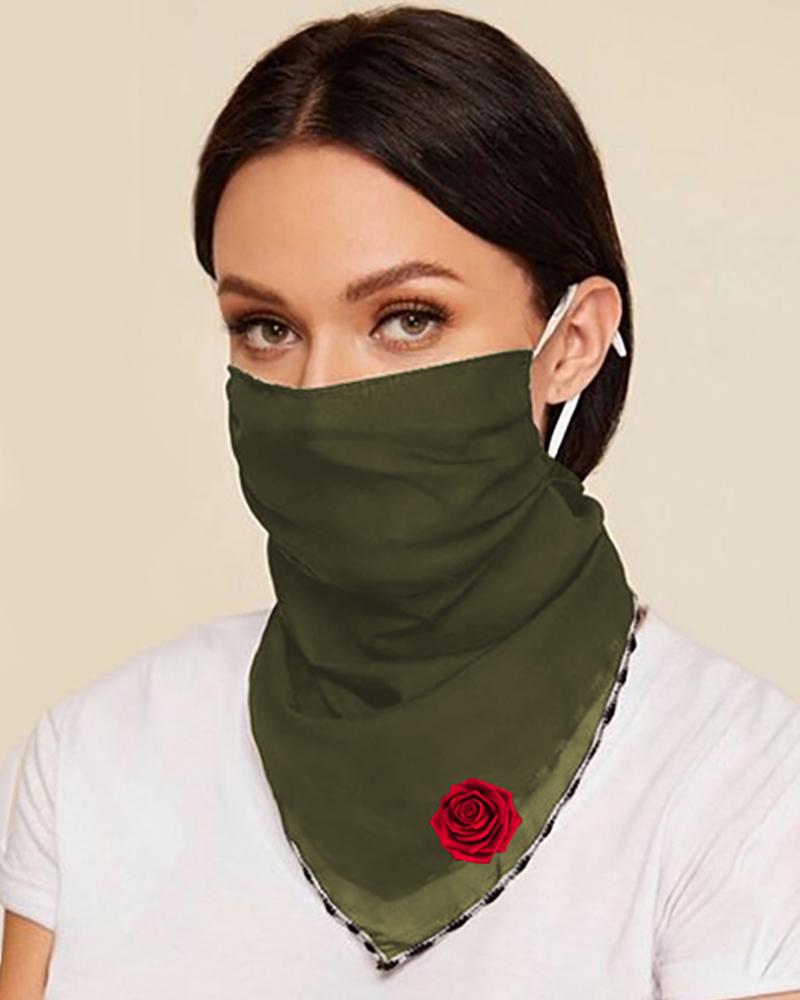 

Floral Print Breathable Ear Loop Face Cover, Green