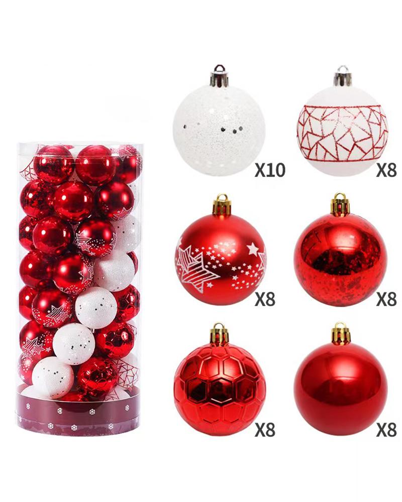 

50pcs Christmas Ball  Ornaments Set Decorations For Xmas Tree Balls, Red