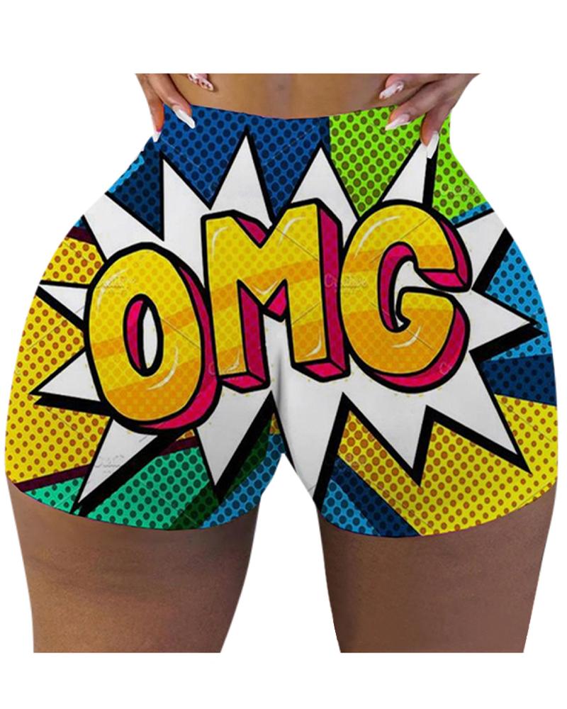 

Creative Cartoon Print Skinny Short Pants, Style1
