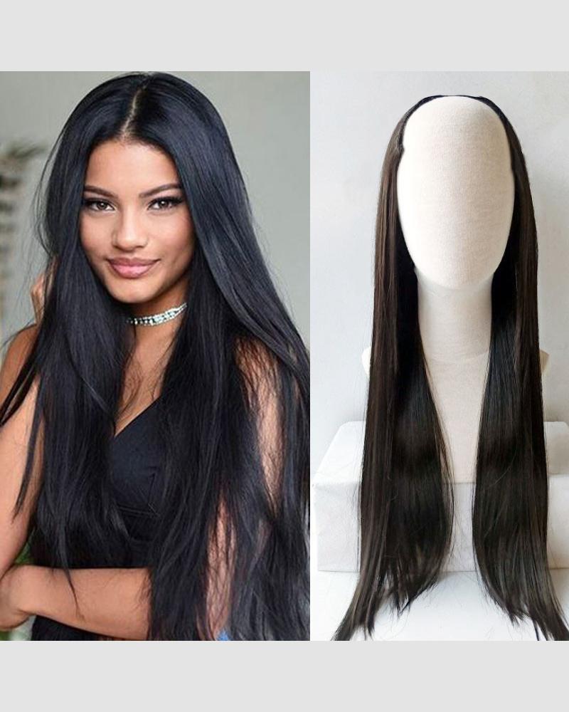 

Long Straight Synthetic Black Wig Glueless Lace Natural Looking Wigs